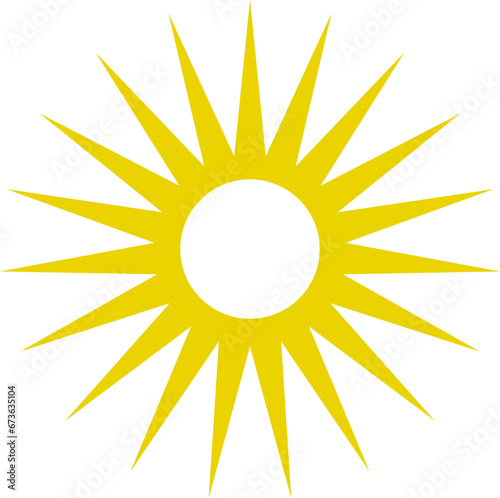 Sun icon. Yellow sun star icons or logo collection. Summer, sunlight, sunset, sunburst. Vector illustration.