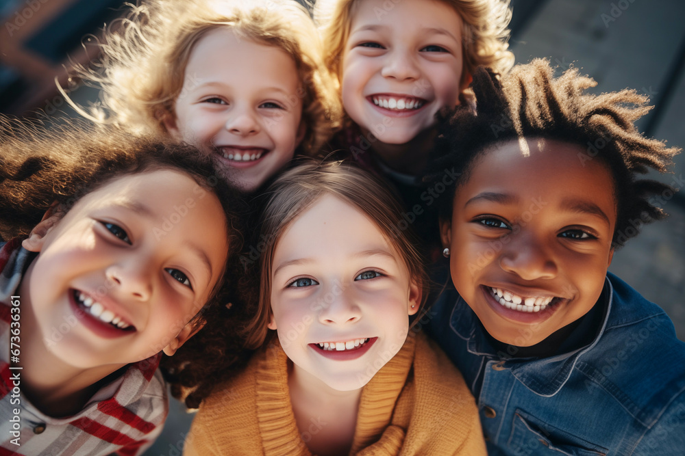 Photo of multiracial group of happy kids