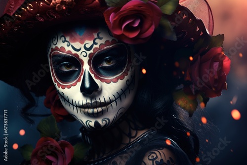 Catrina skull makeup for Halloween, Day of the Dead