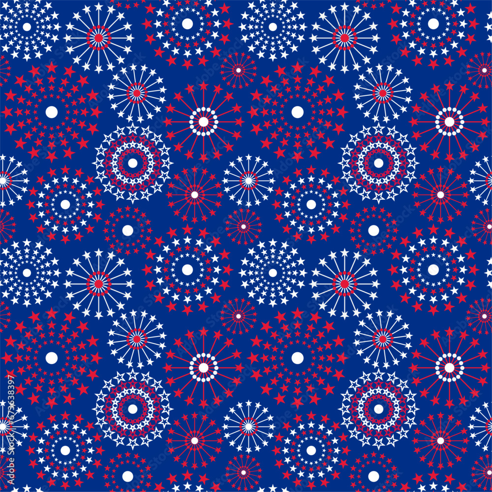 Seamless Pattern of 4th of July with Star Bursts-Independence Day Vector Illustration Seamless Pattern of 4th of July with Star Bursts-Independence Day Vector Illustration