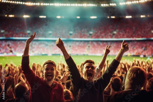 football or soccer fans at a game in a stadium, Generative AI © Picture Perfect