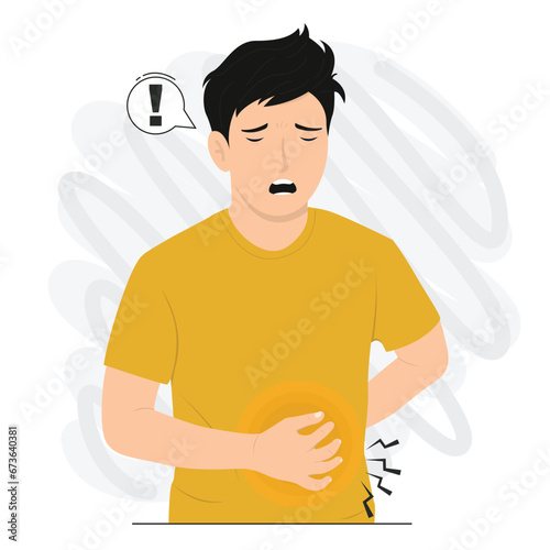 Flat vector stomachache person disease diarrhea concept