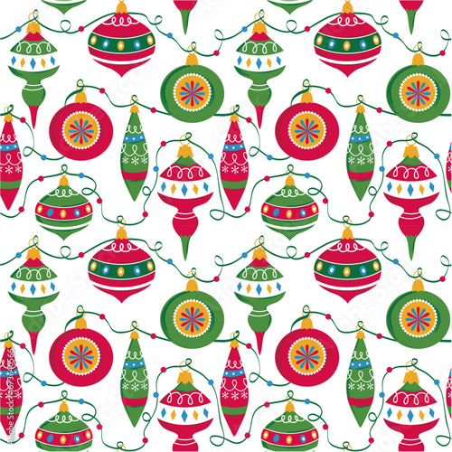 Seamless of Pattern of Christmas Ornaments -Christmas vector design 