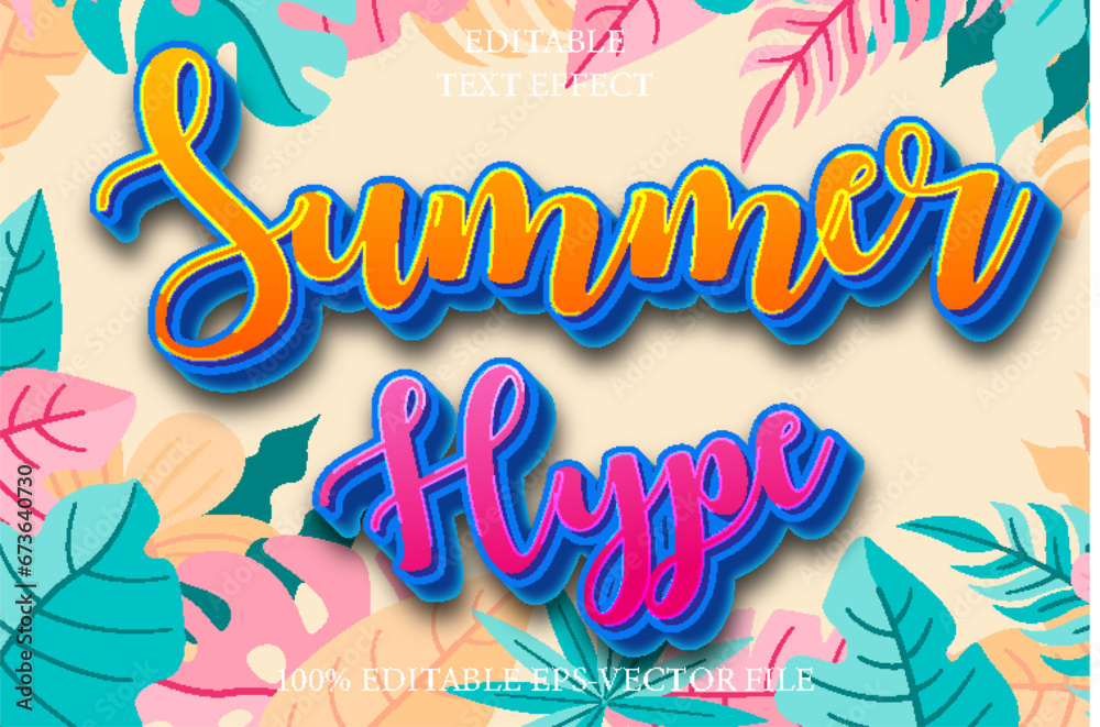 Summer Hype Editable 3D Emboss Style Summer Hype Editable 3D Emboss Style