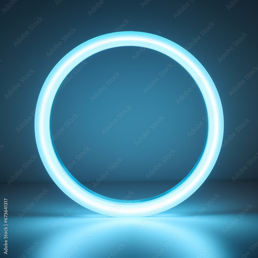 bright blue round neon lights. bright blue round neon lights.