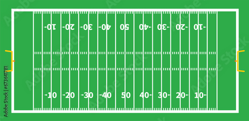 American football field. Soccer field in top view. Team sports recreation background. flat style. photo