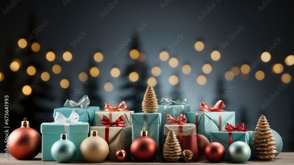 Realistic Christmas Background With Red Green Present, Merry Christmas Background ,Hd Background