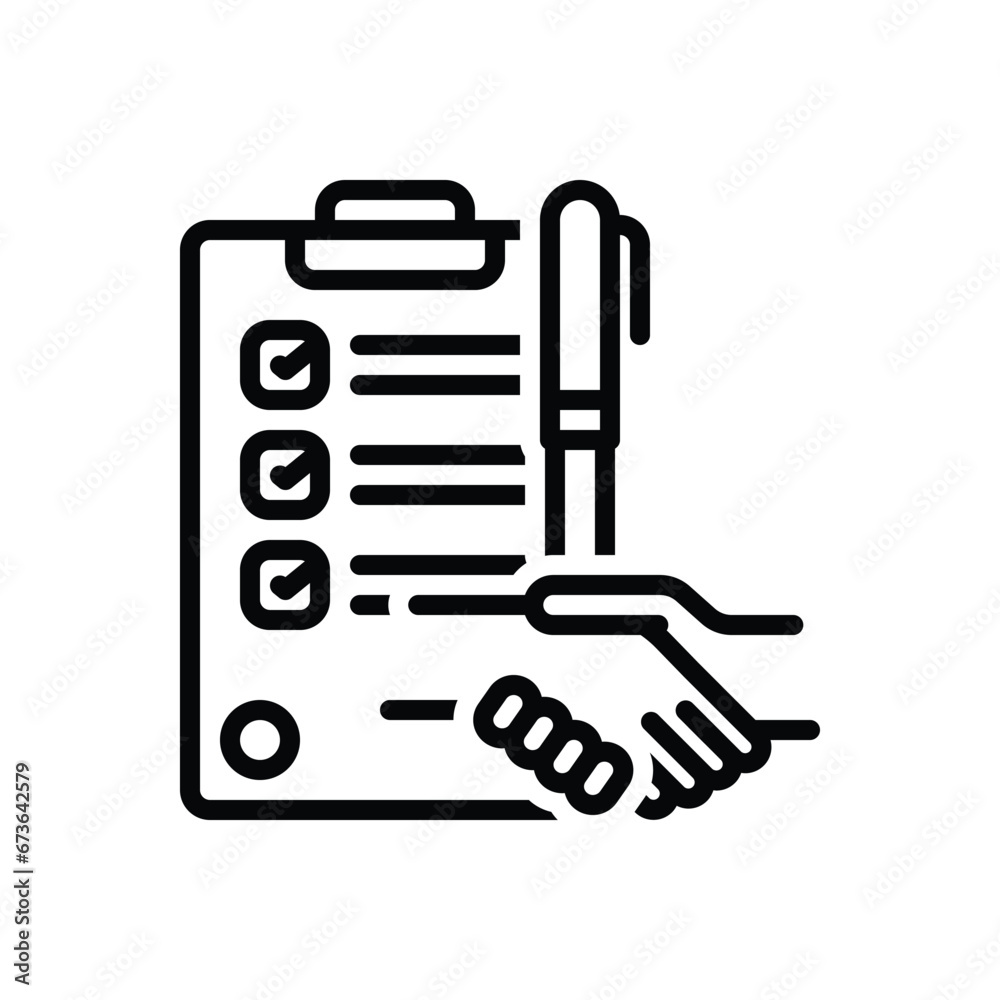 Black line icon for agreement Black line icon for agreement