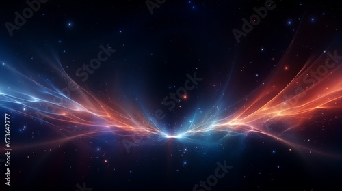 Graphic background with lights, soft glows and stars of universe