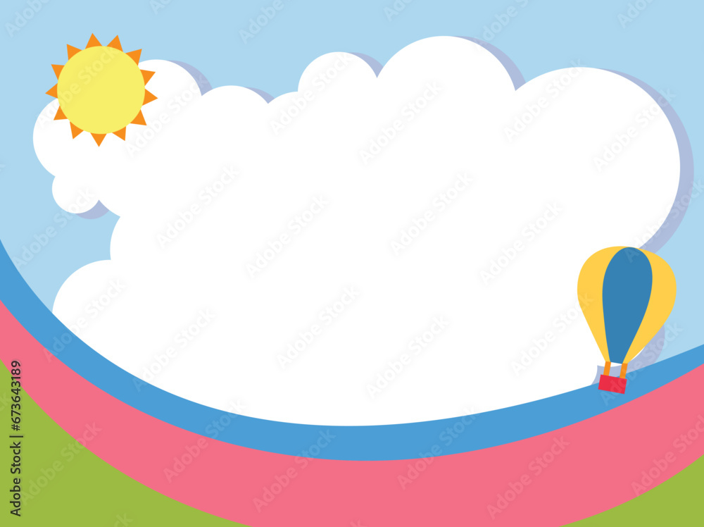 balloon in sky template cartoon cute layout space background frame design students elements balloon in sky template cartoon cute layout space background frame design students elements