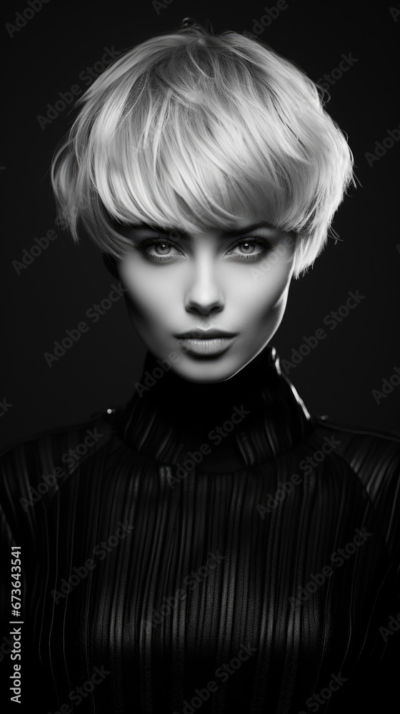 Woman With Trendsetting Hairstyle, Haircut Woman With Trendsetting Hairstyle, Haircut