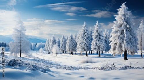 Winter Snowy Landscape With Christmas Tree, Merry Christmas Background ,Hd Background © Pic Hub