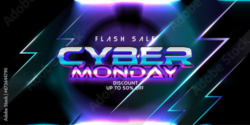 Cyber monday flash sale hottest deal neon background