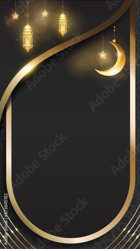Islamic luxury black gold background