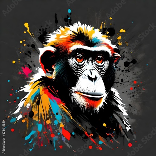 monkey , gorella ,graffiti on the wall .backgroumg , vector , ptrait , 
