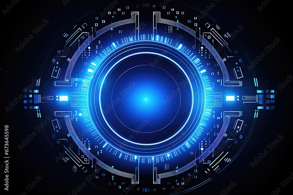 Fototapeta premium abstract futuristic background with pink blue glowing neon ring podium moving high speed wave lines and bokeh lights. Data transfer concept Fantastic wallpaper