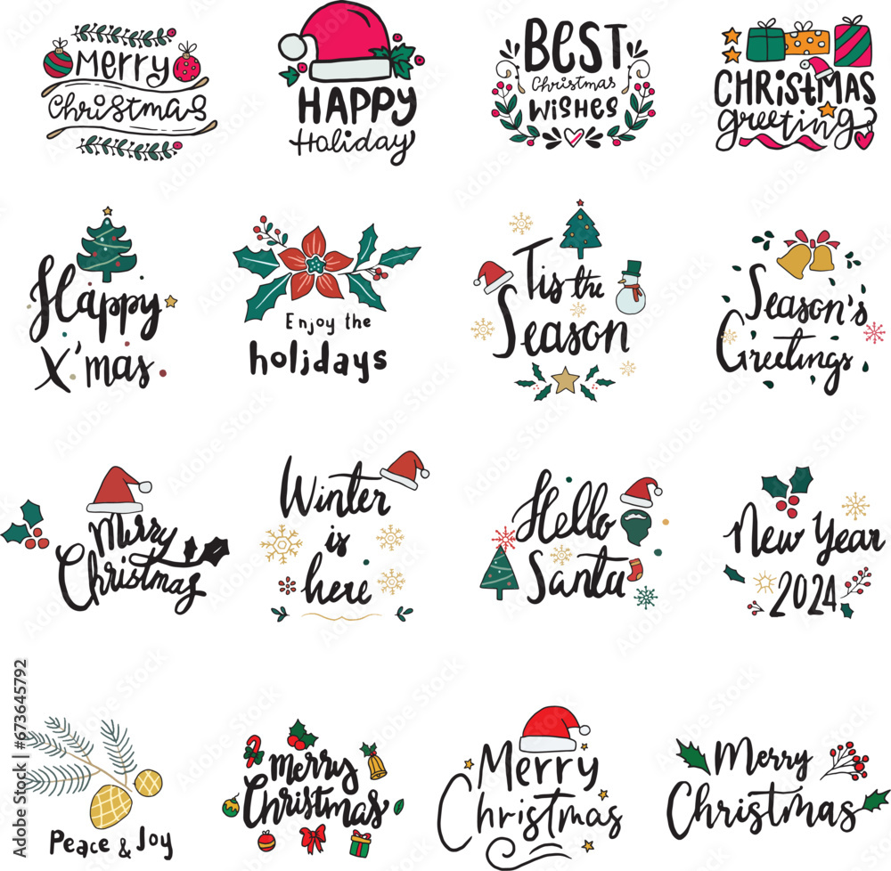 Vector about Hand drawn christmas badge collection Vector about Hand drawn christmas badge collection