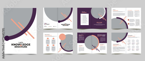 business company profile multipurpose brochure template with blue geometric premium shape illustrator vector 