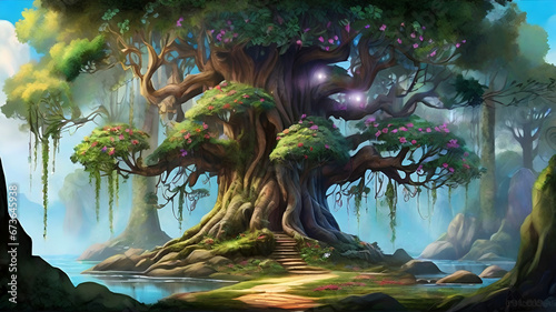 Discover the Magic: A Beautiful Fairytale Enchanted Forest with Big Trees