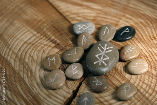 runic talisman runescript surrounded by runes photo