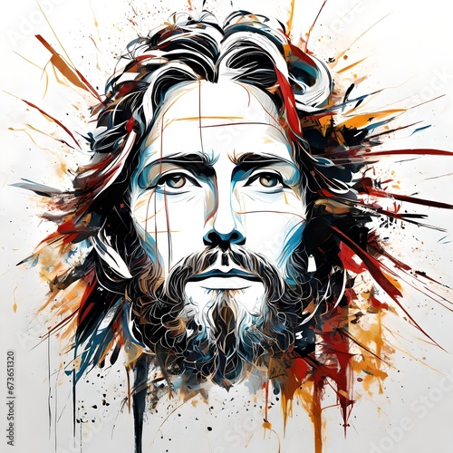 Fototapeta A painting illustration of a portrait of Jesus Christ
