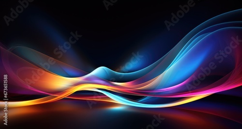 ransparent bright lines background with wave patterns, in the style of long exposure, dark sky-blue and amber, multi-layered collage-like, miniature illumination