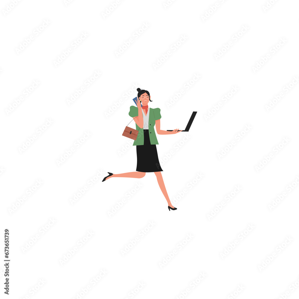 vector set of women's poses in green clothes girl vector set of women's poses in green clothes girl