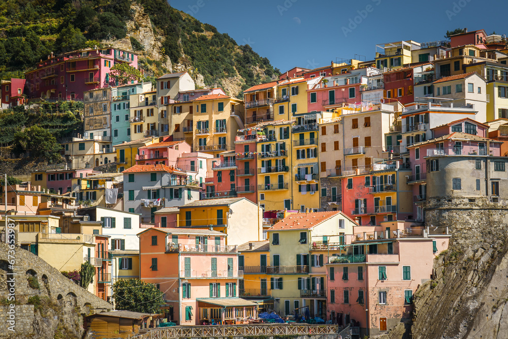 Mediterranean Italian town. Colorful houses.