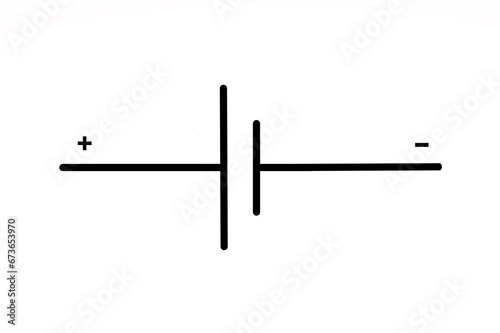 Image representing a battery. Electronic symbol of a cell