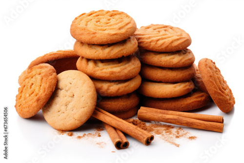 Assortment of cinnamon cookies isolated on white background