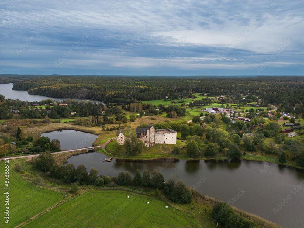 Ancient Kastelholm Castle on the Åland Islands, photo from a drone.