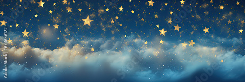 Golden Stars on Blue Background