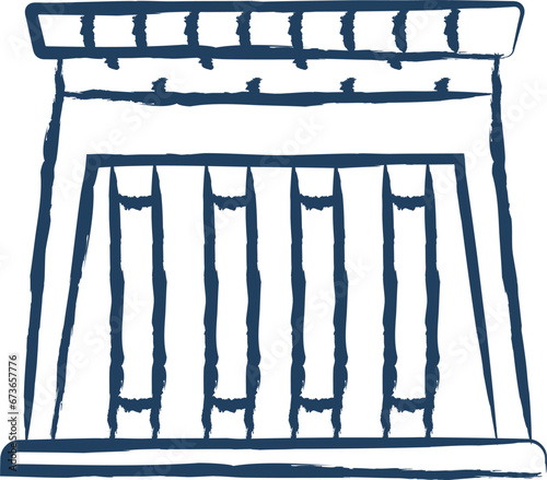 Temple of Hathor hand drawn vector illustration