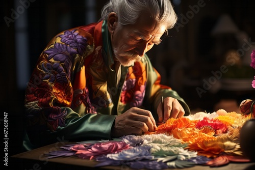 Embroidery master demonstrating the art s intricate techniques  Generative AI