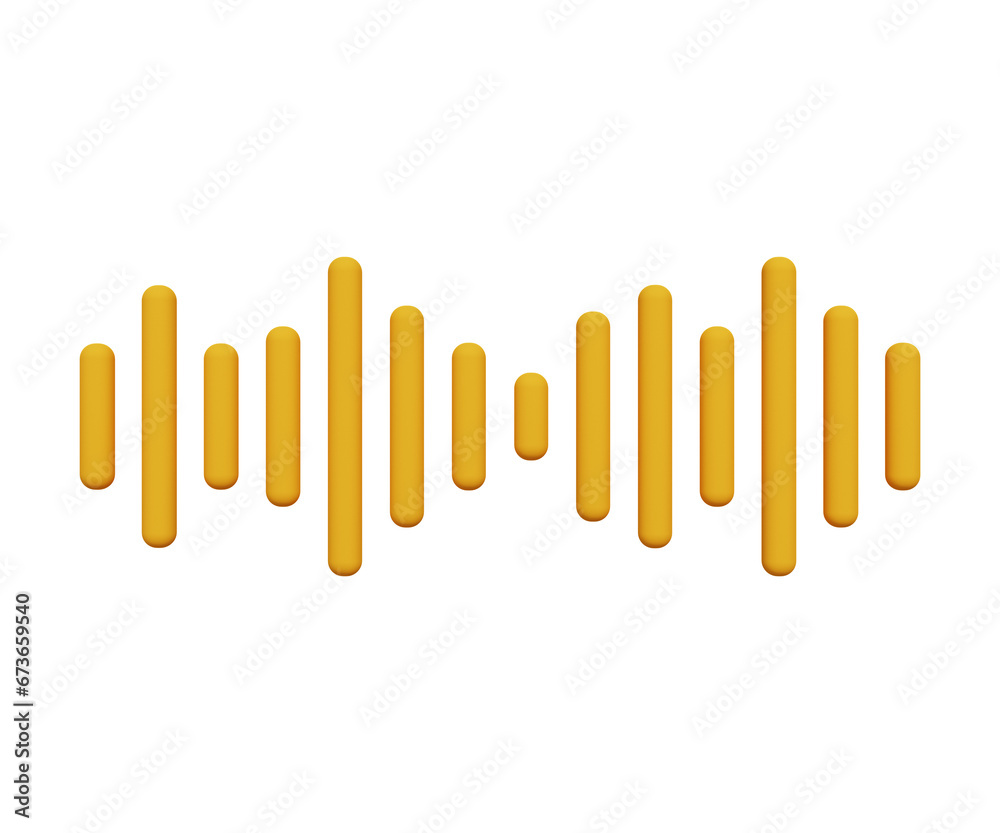 3D sound wave icon. Audio Play Bar, radio sounds, audio level lines. equalizer wave. 3d illustration - obrazy, fototapety, plakaty 