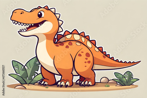 A cute dinosaur  cartoon  2D. Generative AI