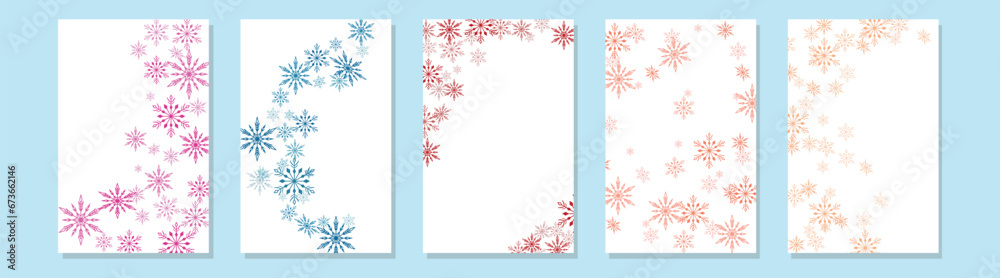 Set of winter backgrounds. Winter backgrounds with snowflakes.