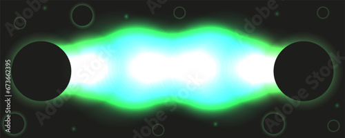 Banner design with Solar Storm. Solar system. Big Crystal flare on the sun isolated black background. Magnetic storms on the sun. Explosion atomic energy in the sky. Vector illustration.