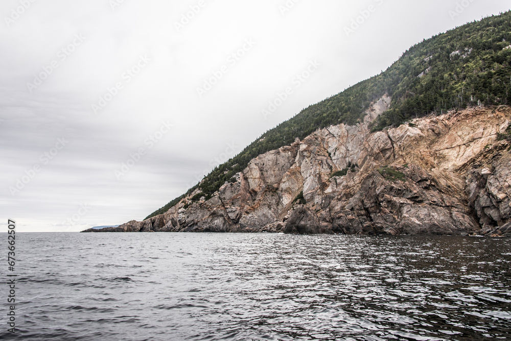A panoramic view of the Cape Breton Island Coast line cliff scenic Cabot Trail route, Nova Scotia Hghlands Canada A panoramic view of the Cape Breton Island Coast line cliff scenic Cabot Trail route, Nova Scotia Hghlands Canada