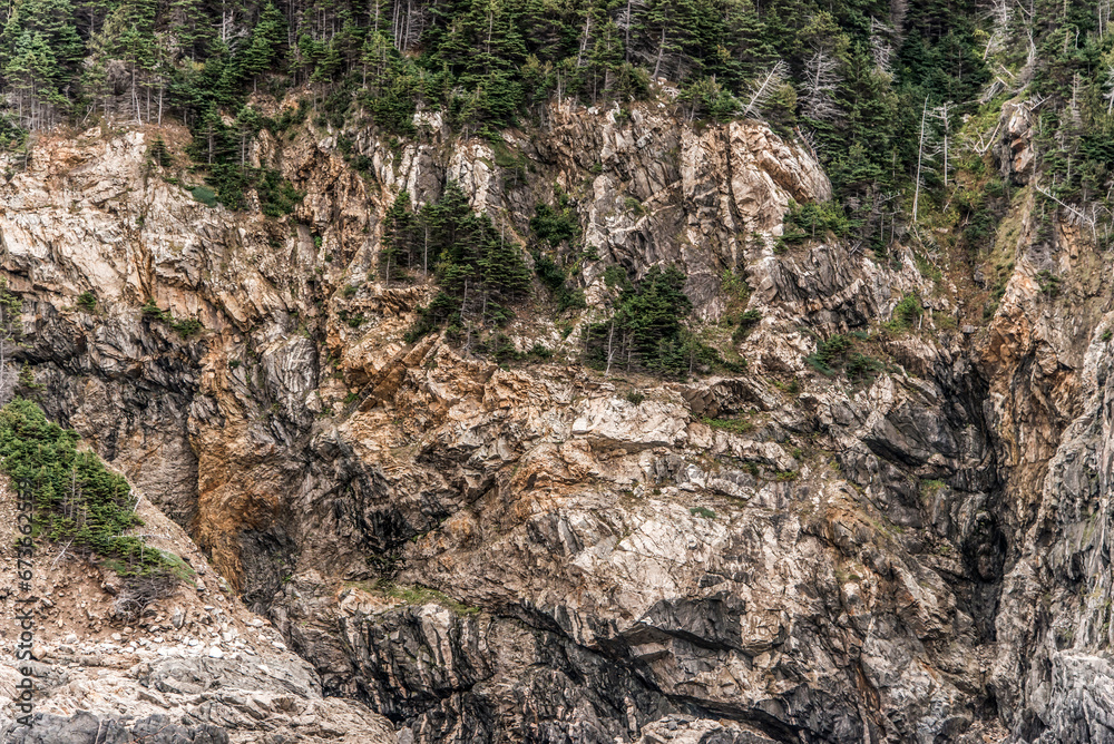 A panoramic view of the Cape Breton Island Coast line cliff scenic Cabot Trail route, Nova Scotia Hghlands Canada A panoramic view of the Cape Breton Island Coast line cliff scenic Cabot Trail route, Nova Scotia Hghlands Canada