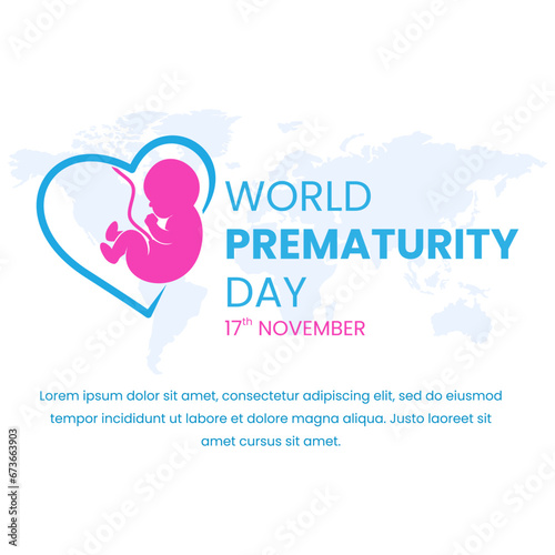 Vector graphic of prenatal human child with placenta silhouette isolated on love good for World Prematurity Day