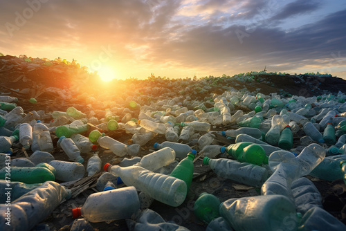 Plastic bottles at landfill background