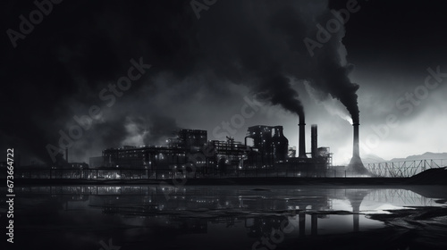 Black oil factory photo, copy space © standret