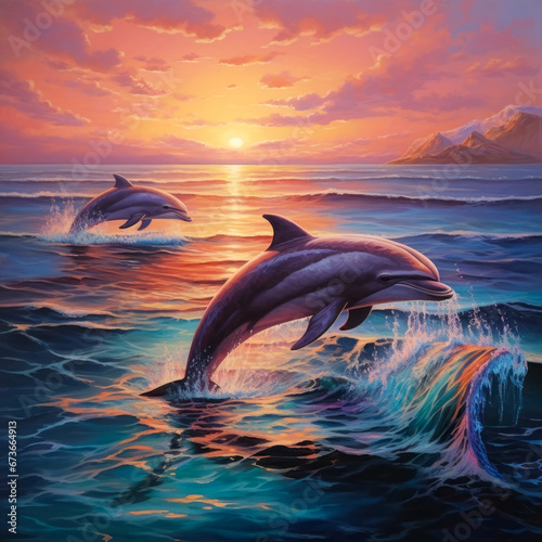 Sunset Dolphin Serenity © ContentHub
