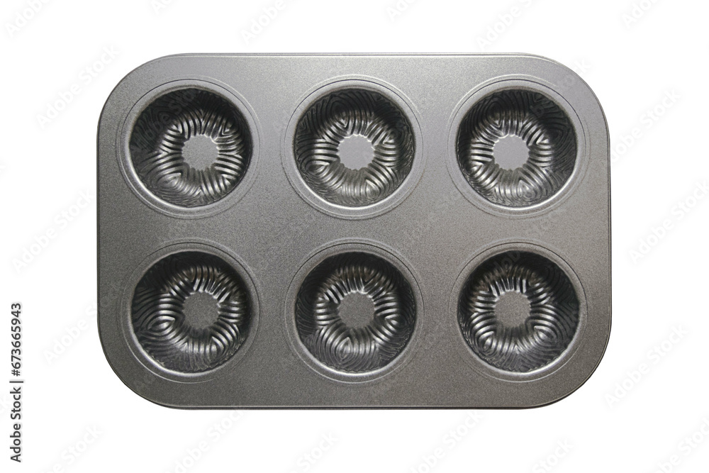 Metal muffin pan isolated on white background Metal muffin pan isolated on white background