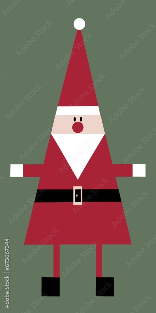 Quirky geometric Santa. Triangular Christmas tree shaped Father Christmas. Simple modern Christmas design. Contemporary Xmas illustration. Quirky geometric Santa. Triangular Christmas tree shaped Father Christmas. Simple modern Christmas design. Contemporary Xmas illustration.
