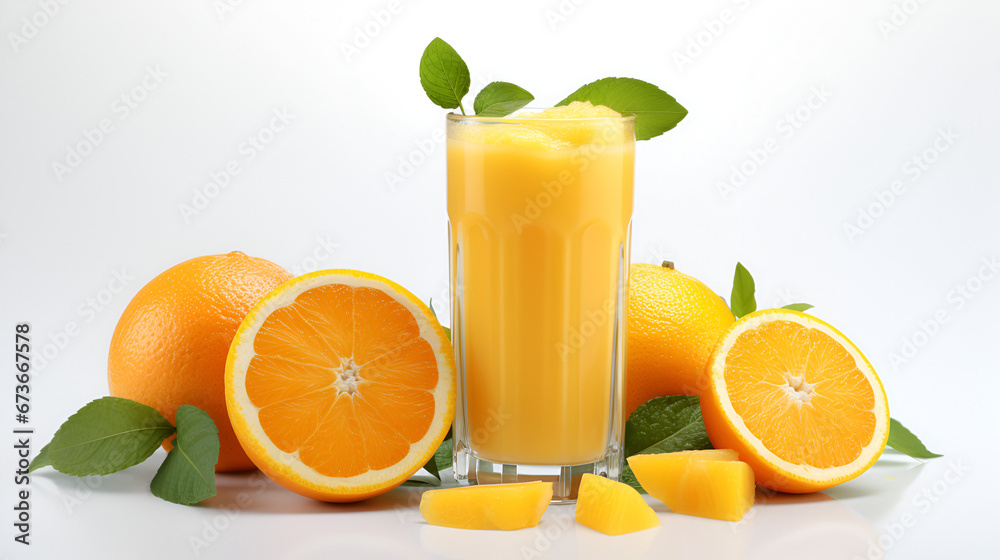 Orange juice on white background for advertising Orange juice on white background for advertising