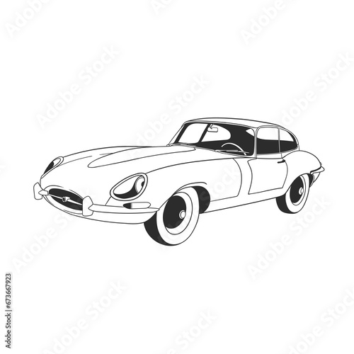 Outline illustration design of a vintage car 24
