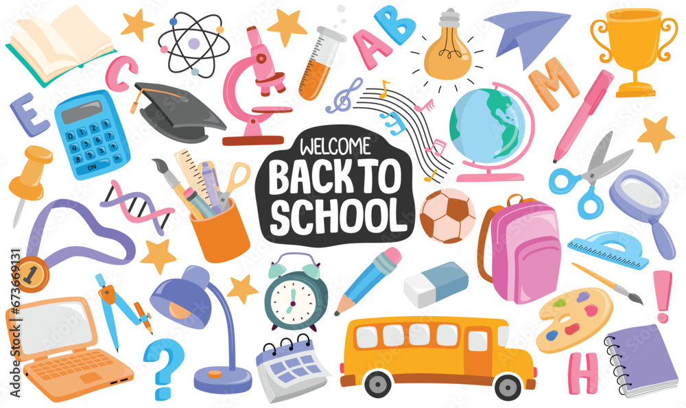 Cute school stationery set. Cute school stationery set.
