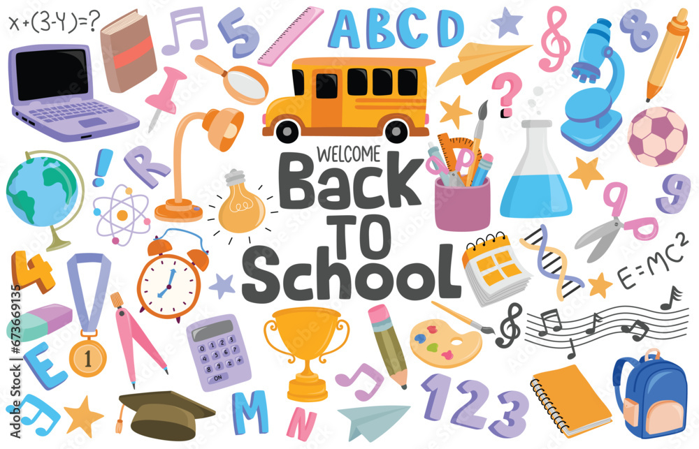 Cute school stationery set. Cute school stationery set.